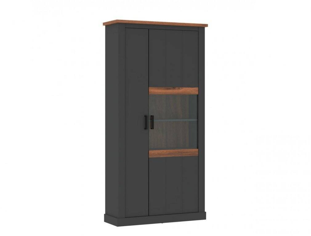 Perazzo PEZV02R - right-hand two-door display cabinet, anthracite/amaretto, Hudson oak