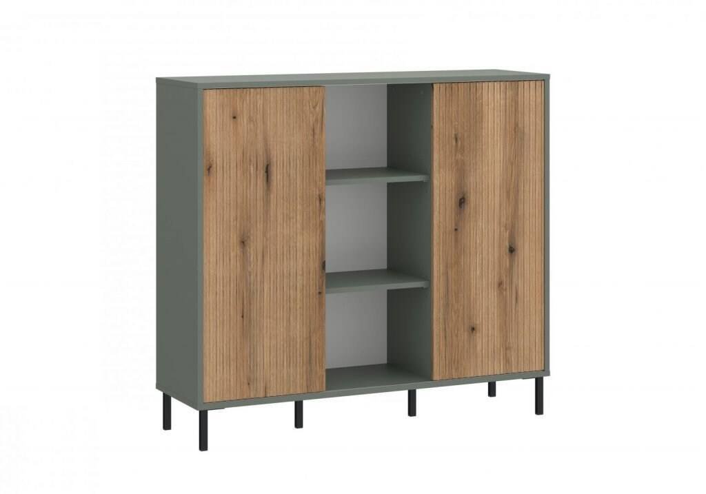 Pozzi POZK02 - two-door chest of drawers in gray-green / coastal oak