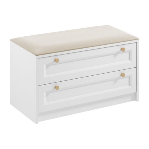Rel LWK – Bench with 2 drawers, White Platinum Matt