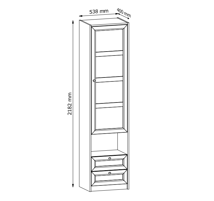 Rel S1D2S - Wardrobe 1D2S, white, matte, platinum - Image 4