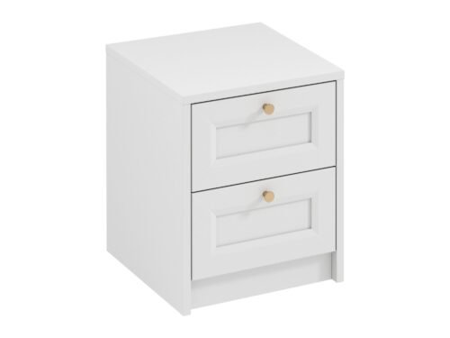 Rel SN – Nightstand with 2 drawers, white, matte, platinum