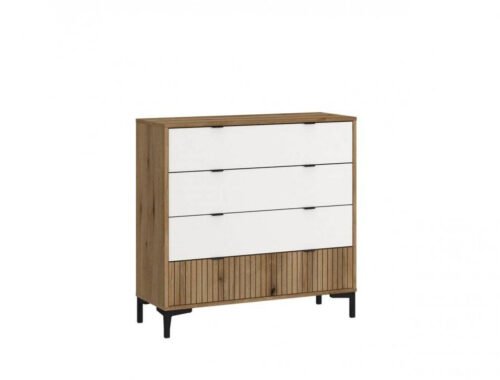 Ricko RIKK03 – 4-drawer chest of drawers, white/oak, “Coast Evoke”