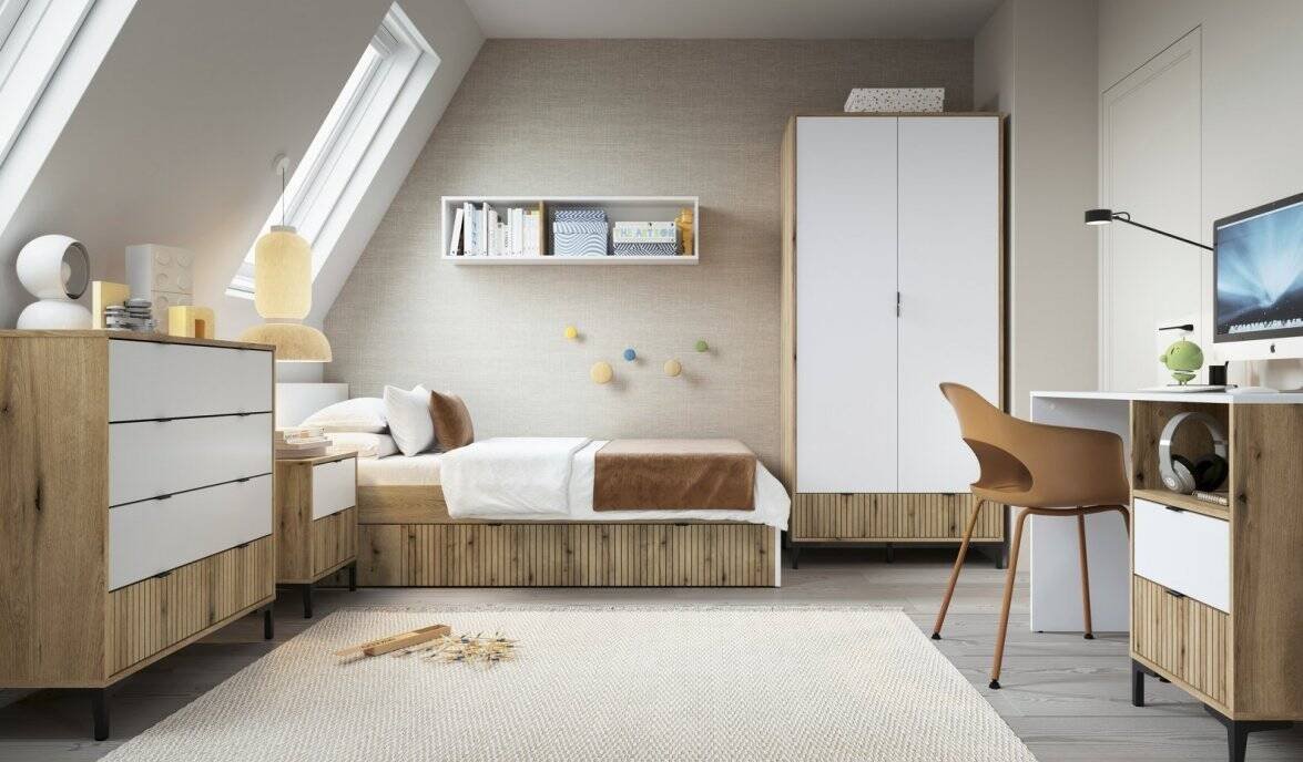 Ricko RIKZ02 - Bed 120 white/oak "Coast Evoke" - Image 5
