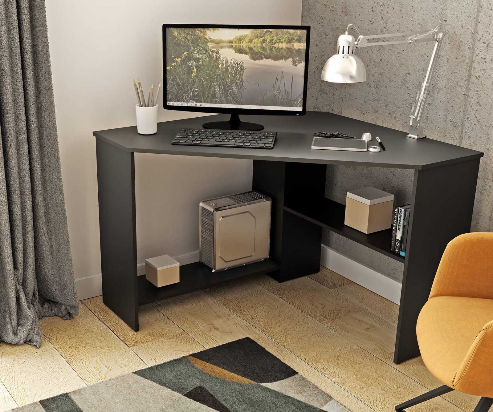 Rino – Black Onyx Corner Desk - Image 2