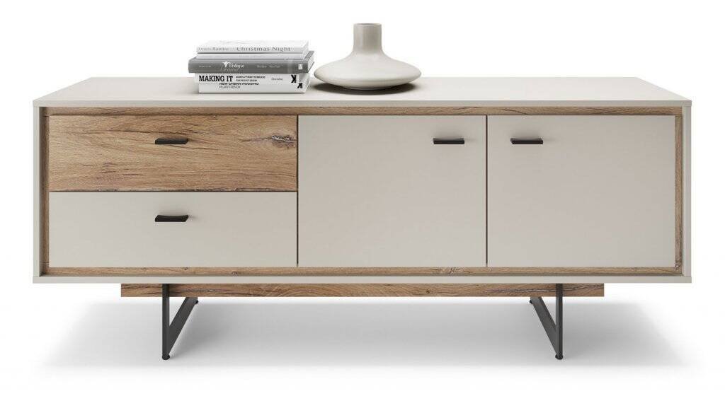 Rivero RIVF02 - 2D2S TV cabinet, grey/dark oak, Flagstaff color - Image 3