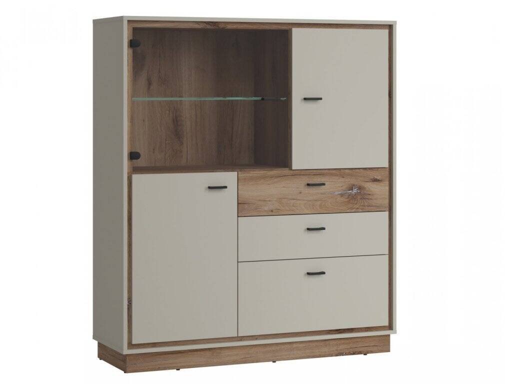 Rivero RIVV03 - 3D3S display case, gray/dark oak, Flagstaff color