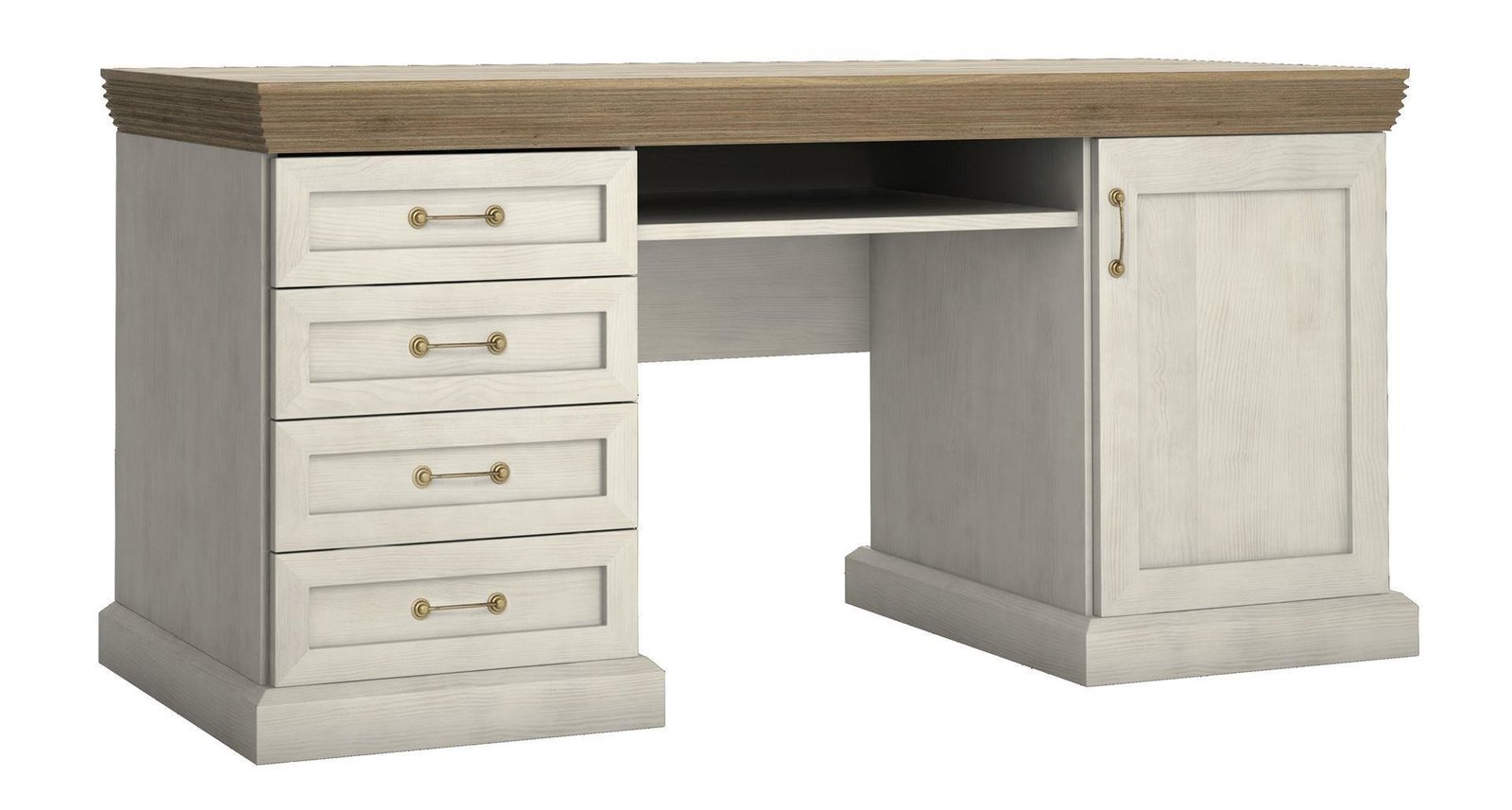 Royal B1 - 1-door desk, 4 drawers, northern pine/wild oak