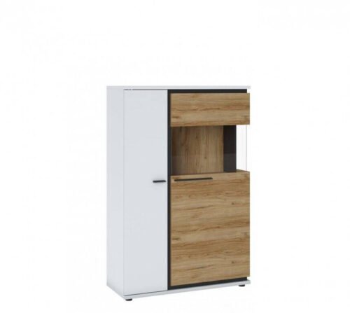 Salinas SAIV01R – Right-hand 2-door display cabinet, white/Catania oak/black