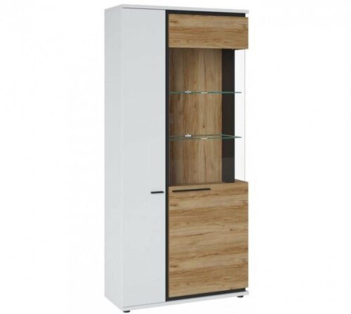 Salinas SAIV02 – 2-door display cabinet, white/Catania oak/black
