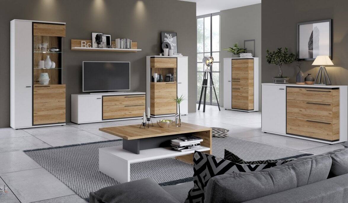Salinas SAIV02 - 2-door display cabinet, white/Catania oak/black - Image 5