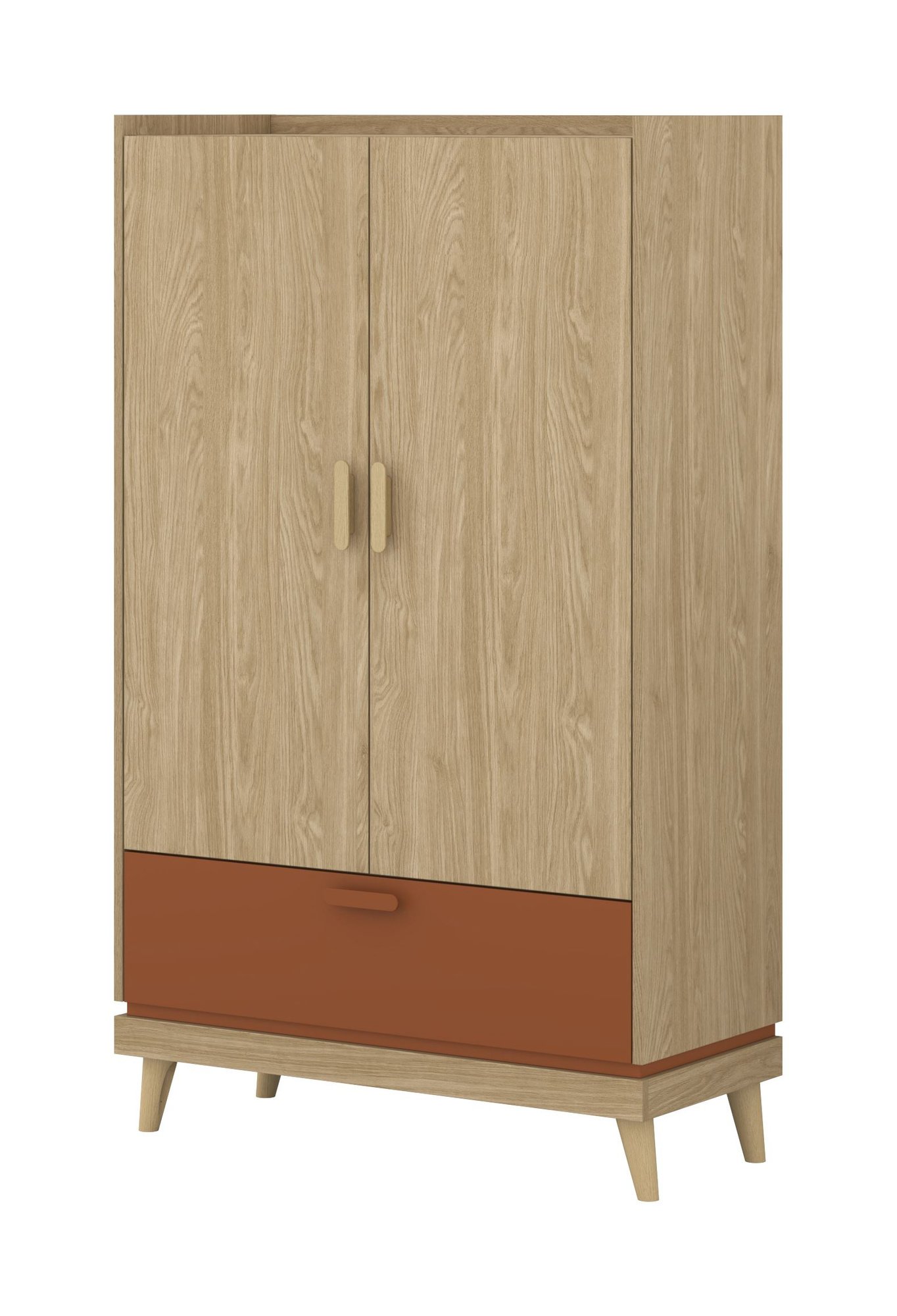 Scandi - 2D1S linen closet in oiled brick oak