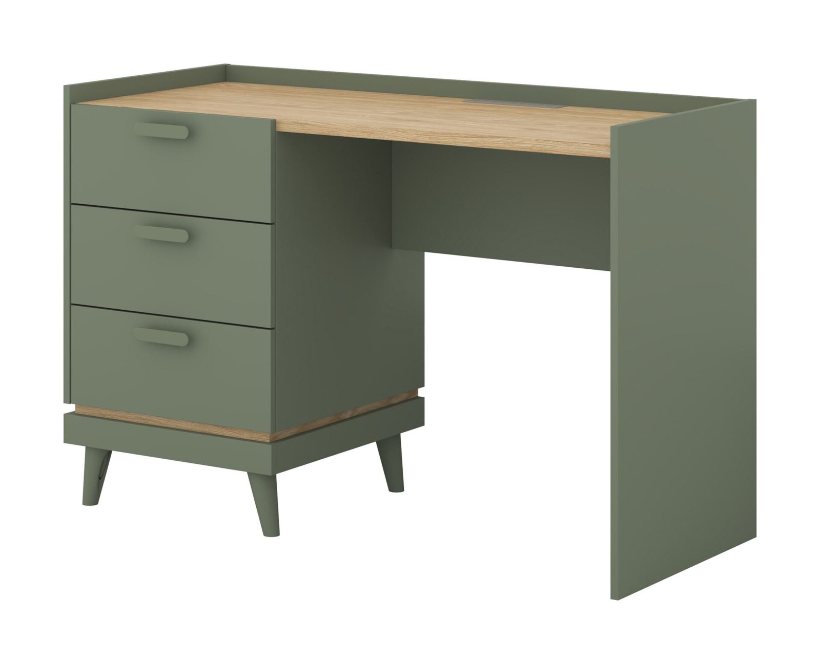 Scandi - 3S desk, dusty green, oiled oak