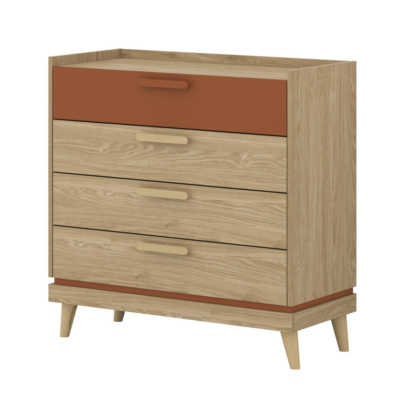 Scandi - 4S chest of drawers, oiled oak brick