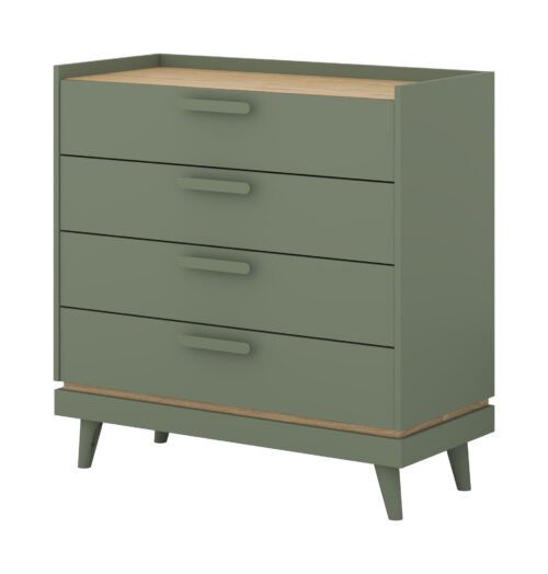 Scandi – 4S chest of drawers, dusty green, oiled oak