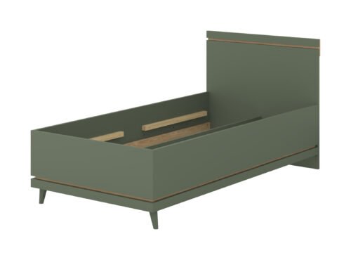 Scandi – Bed 100×200 cm, dusty green, oiled oak