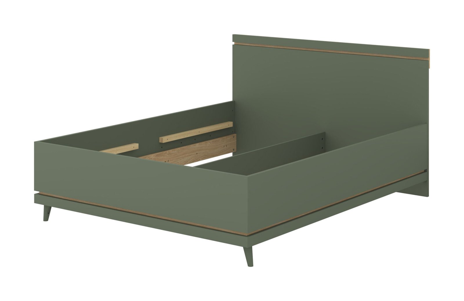 Scandi - Bed 160x200 cm, dusty green, oiled oak