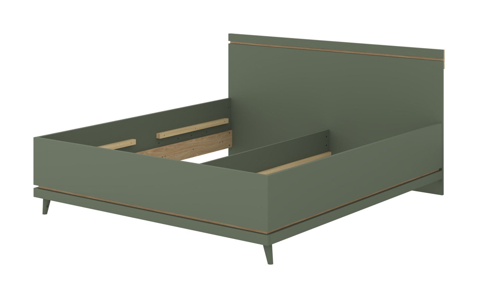 Scandi - Bed 180x200 cm, dusty green, oiled oak