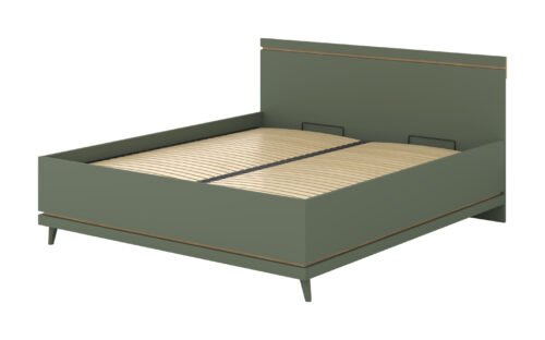Scandi – Bed 180×200 cm with frame, dusty green, oiled oak