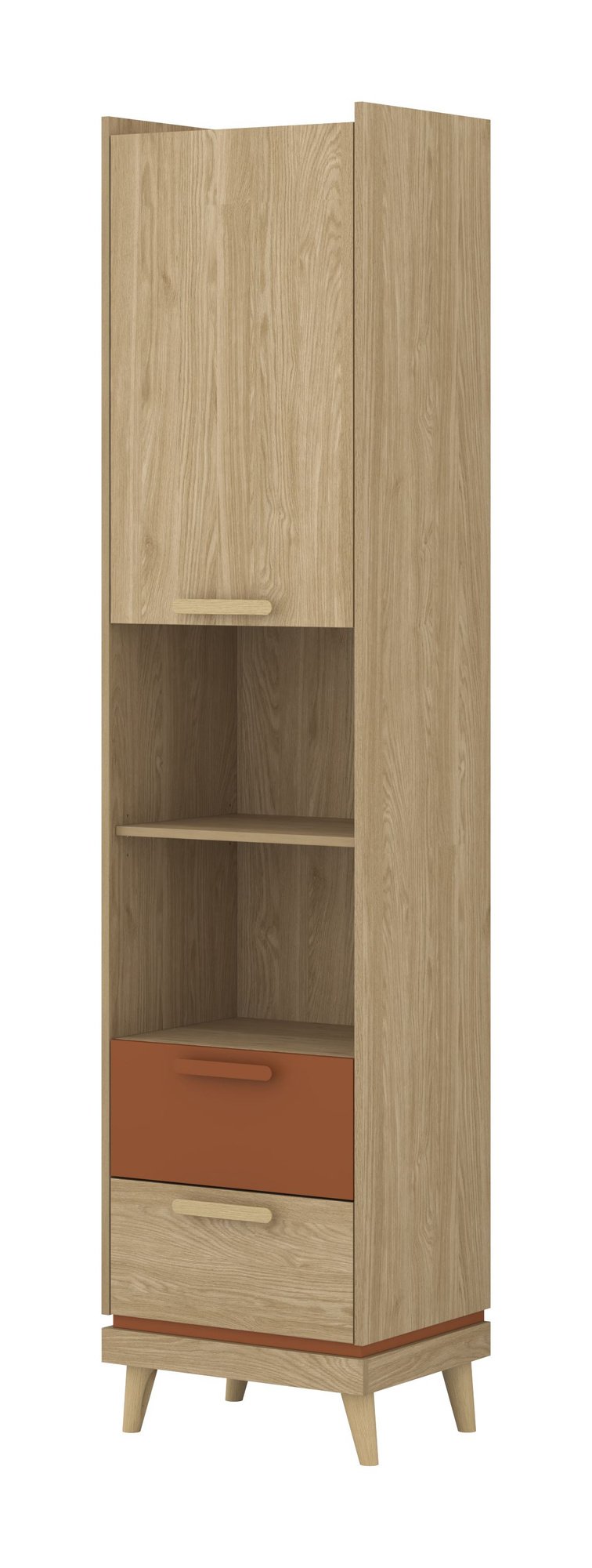 Scandi - 1D2S bookshelf, oiled oak brick