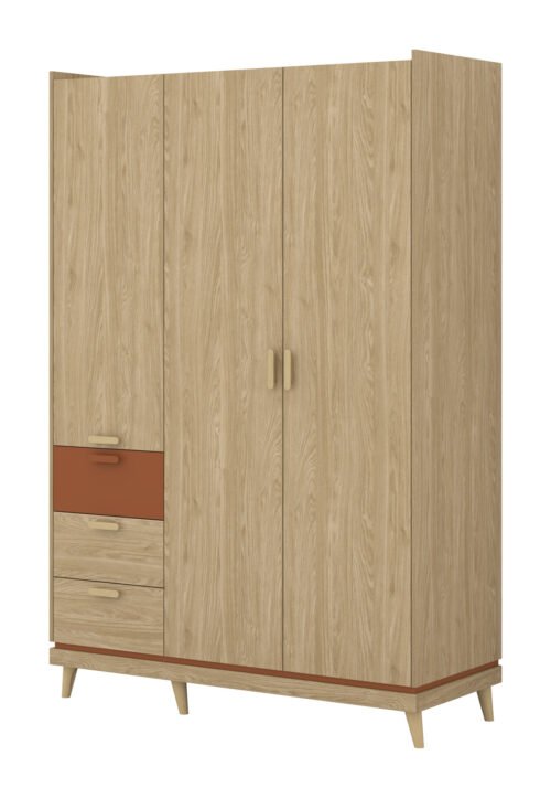 Scandi – Wardrobe 3D3S Oiled Oak Brick Imitation