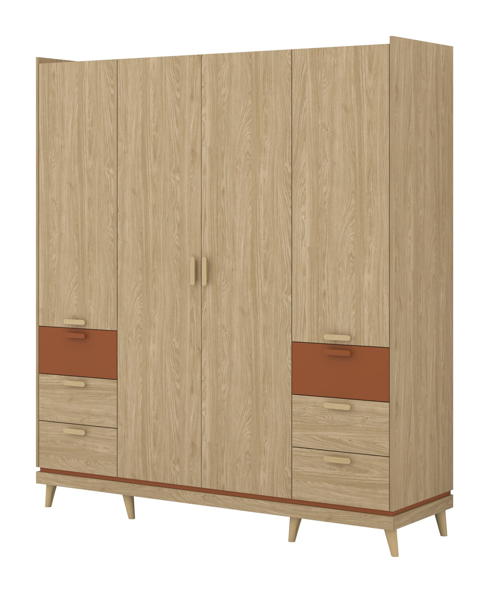 Scandi - Wardrobe 4D6S Oiled oak brick imitation