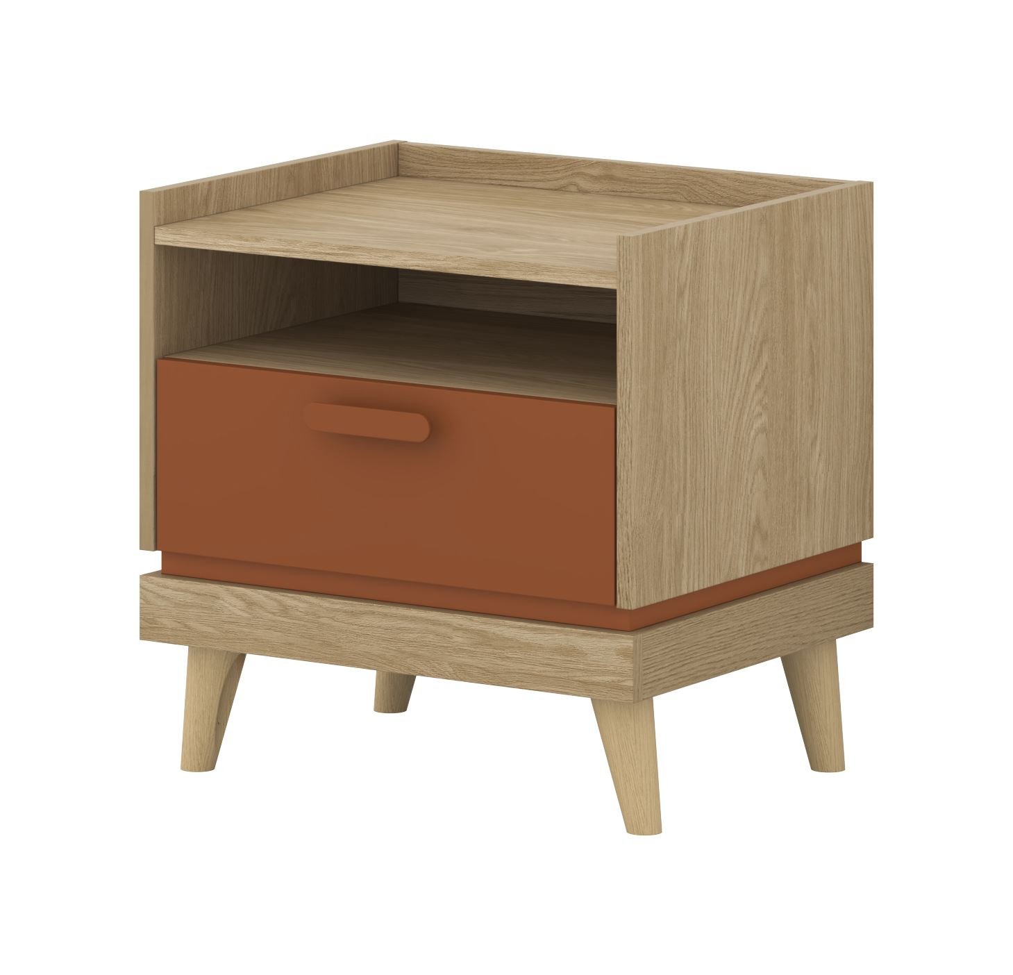Scandi - 1S bedside table, oiled oak brick imitation