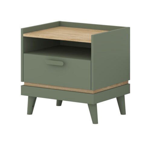 Scandi – 1S bedside table, dusty green, oiled oak