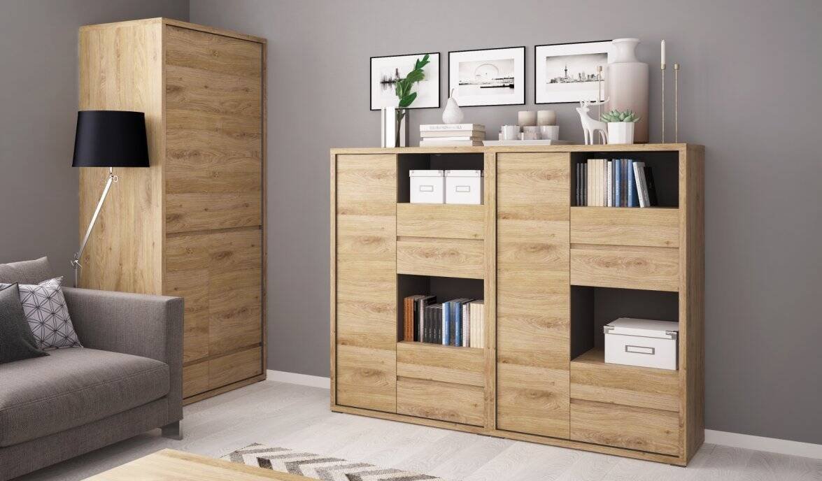 Shetland TYPE 10 - 2D-2S Shetland oak/grey chest of drawers - Image 5
