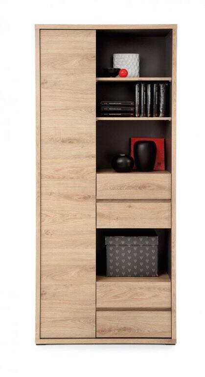 Shetland TYPE 12 - 1D-4S Shelving Unit, Shetland Oak/Black - Image 3