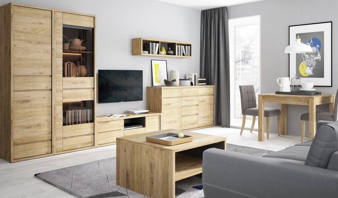 Shetland TYPE 12 - 1D-4S Shelving Unit, Shetland Oak/Black - Image 4