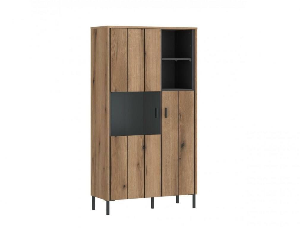 Shirley SHIV101 - 2 Door Display Cabinet, Coast Evoke Oak/Anthracite/Print