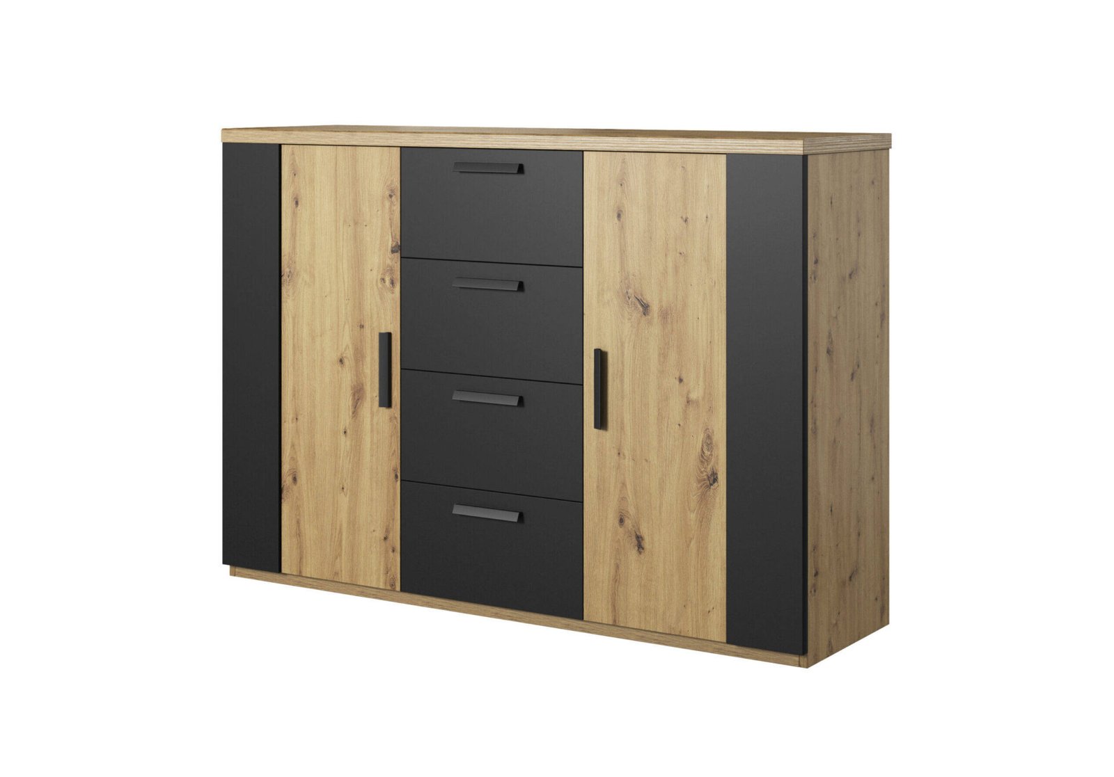 Sigma chest of drawers 2D4S matte black / oak
