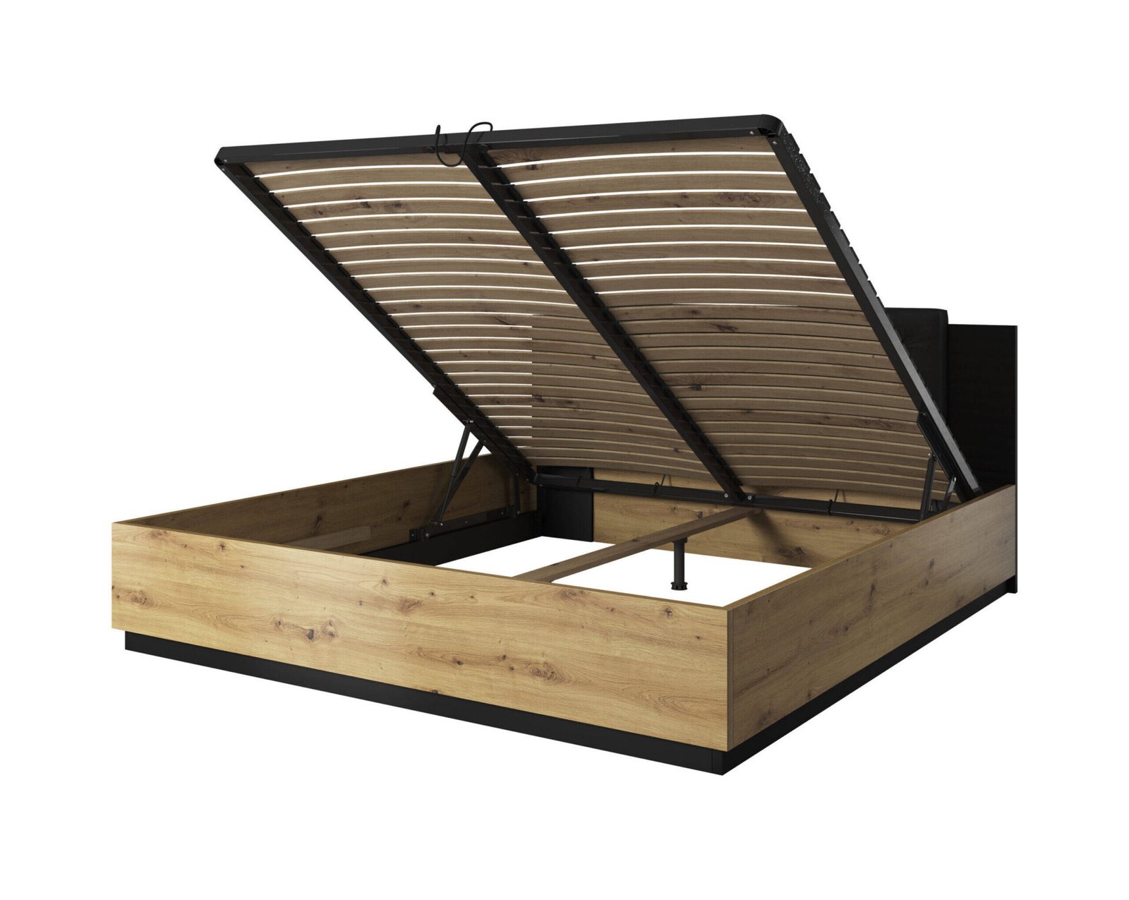 Sigma bed with storage, 140 cm, Artisan Oak / matt black