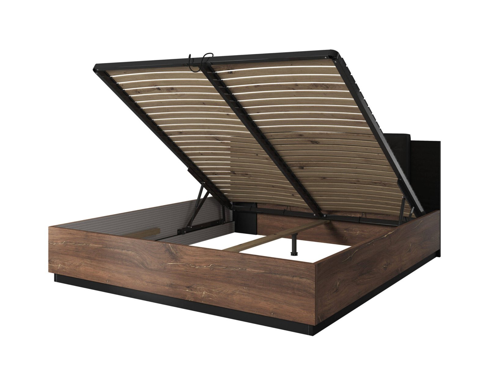 Sigma bed with storage, 180 cm, Flagstaff Oak / matt black