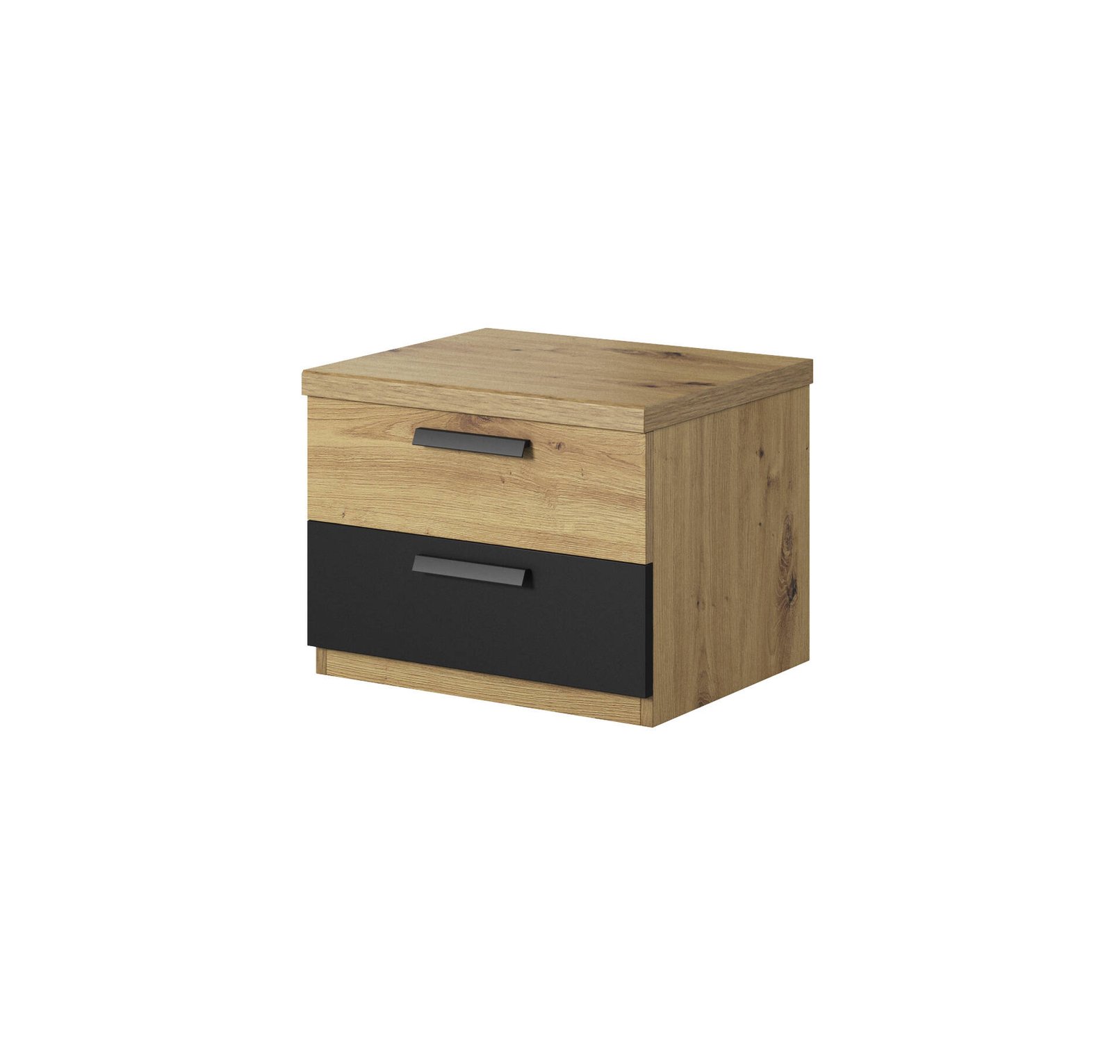 Sigma 2-Drawer Nightstand, Artisan Oak/Matte Black