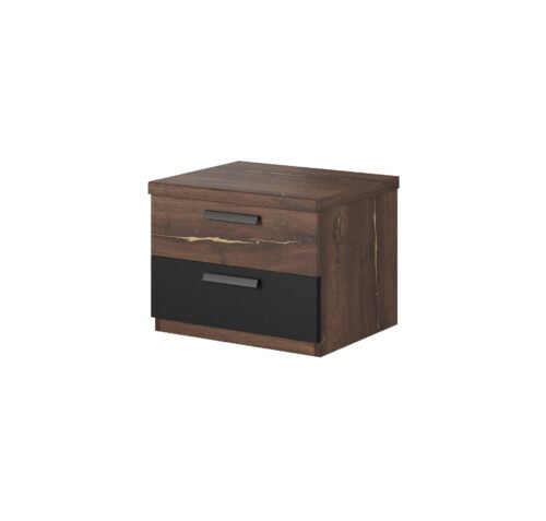 Sigma 2-Drawer Nightstand, Oak, Flagstaff/Matte Black