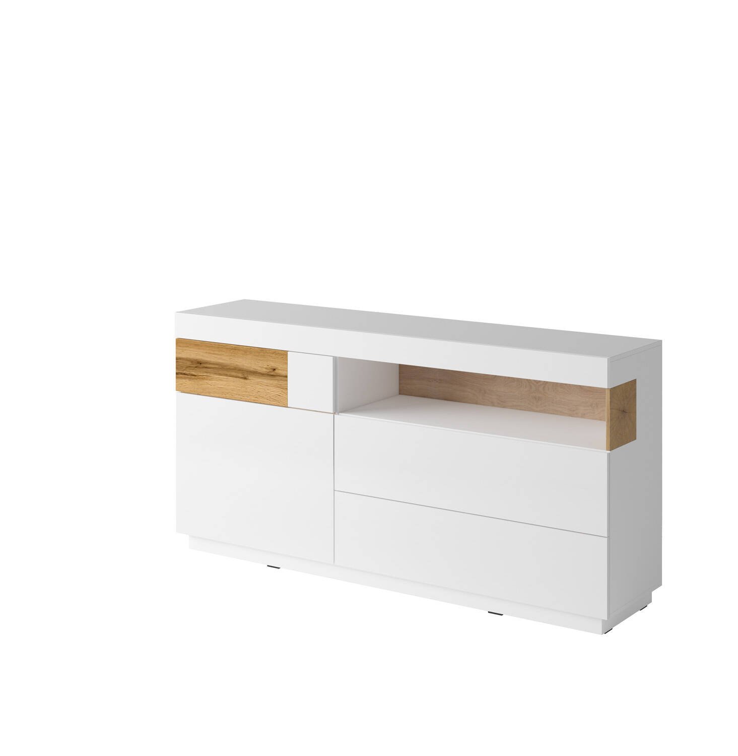 Silke chest of drawers 1D3S glossy white / Wotan oak
