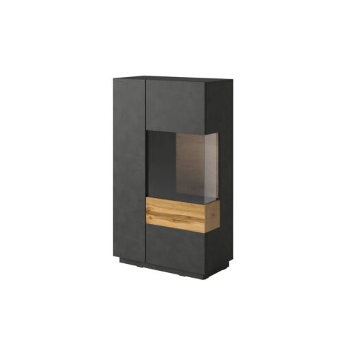 Silke tall chest of drawers with two doors, right, Matera / Wotan oak