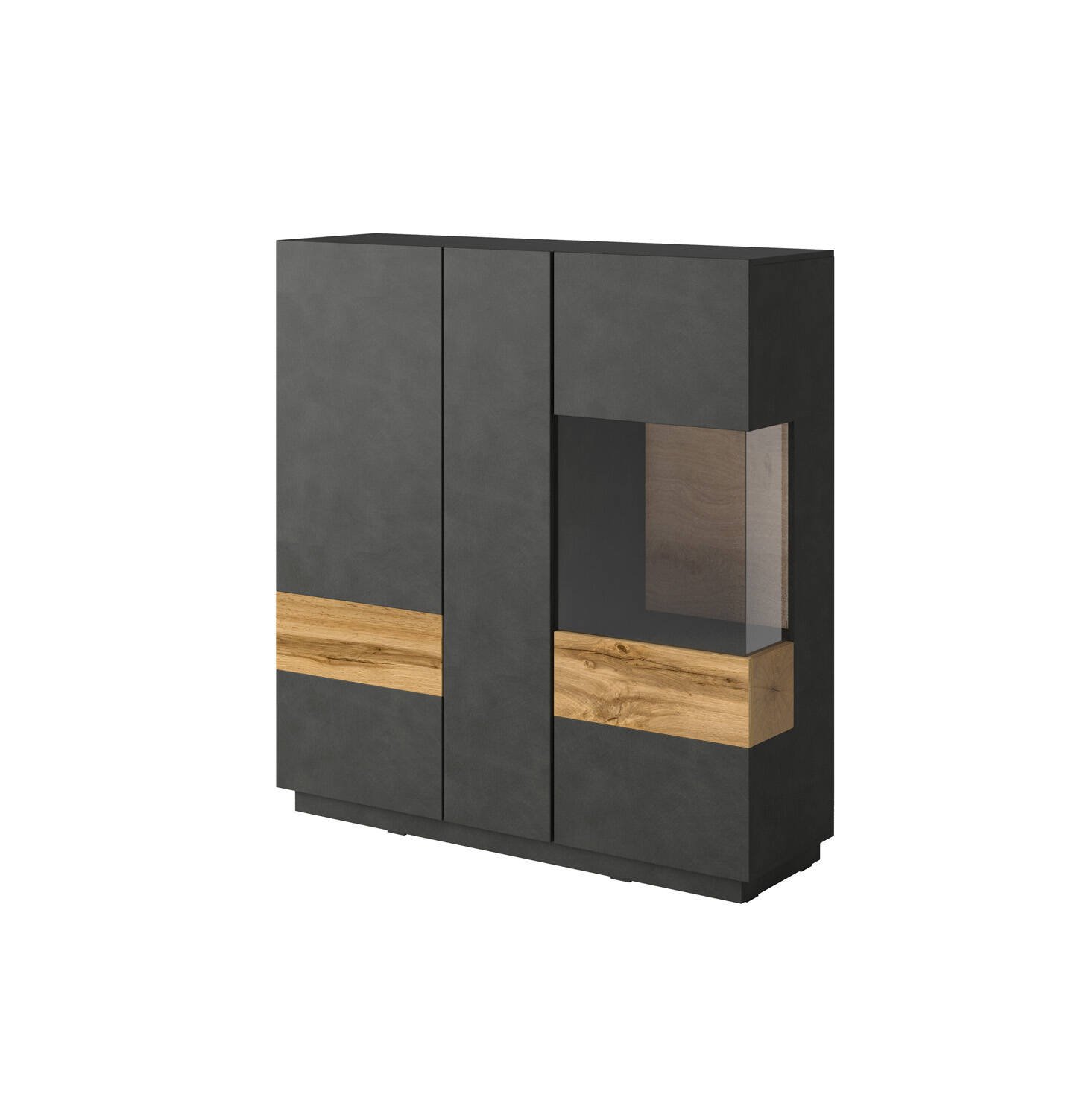 Silke high chest of drawers with 3 doors, Matera / Wotan oak