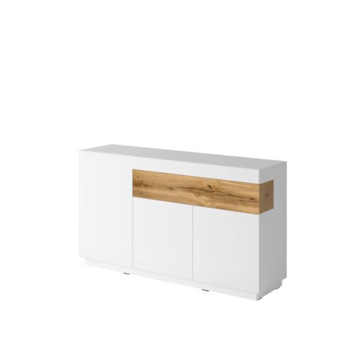 Silke chest of drawers 3D1S glossy white / Wotan oak