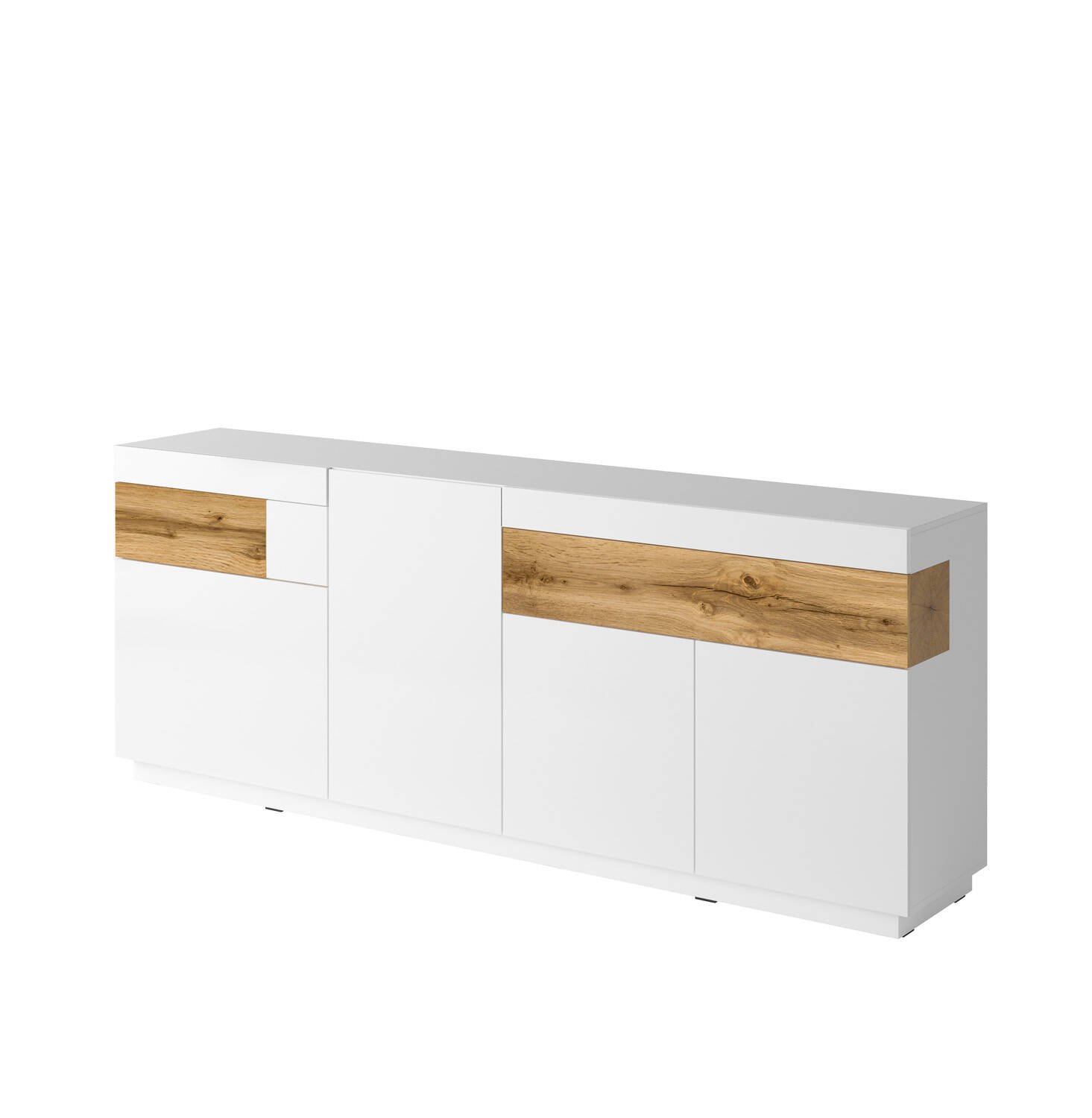 Silke chest of drawers 4D2S glossy white / Wotan oak