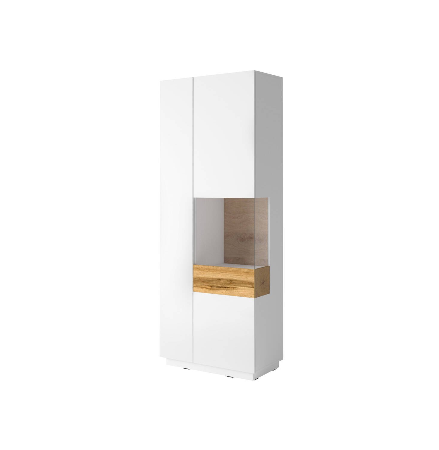Silke 2-door display cabinet, right, glossy white / Wotan oak
