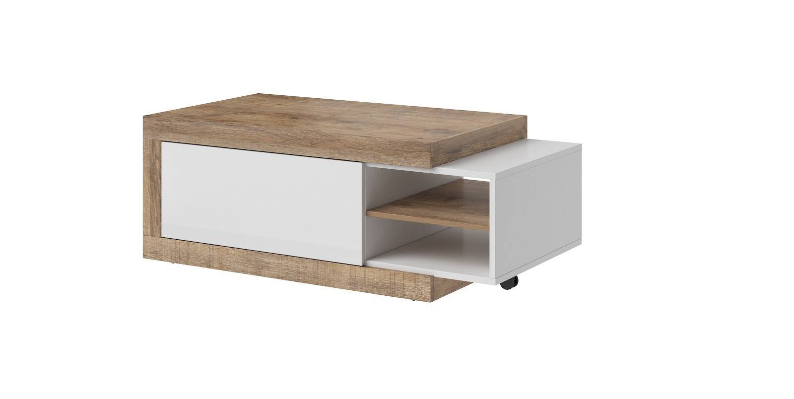 Sintra coffee table, 120 cm, glossy white / Samdal oak