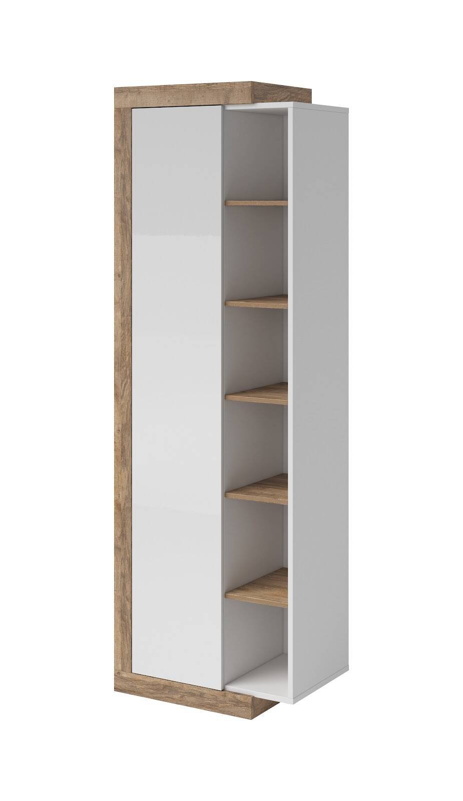 Sintra 1-door display cabinet, glossy white / Samdal oak