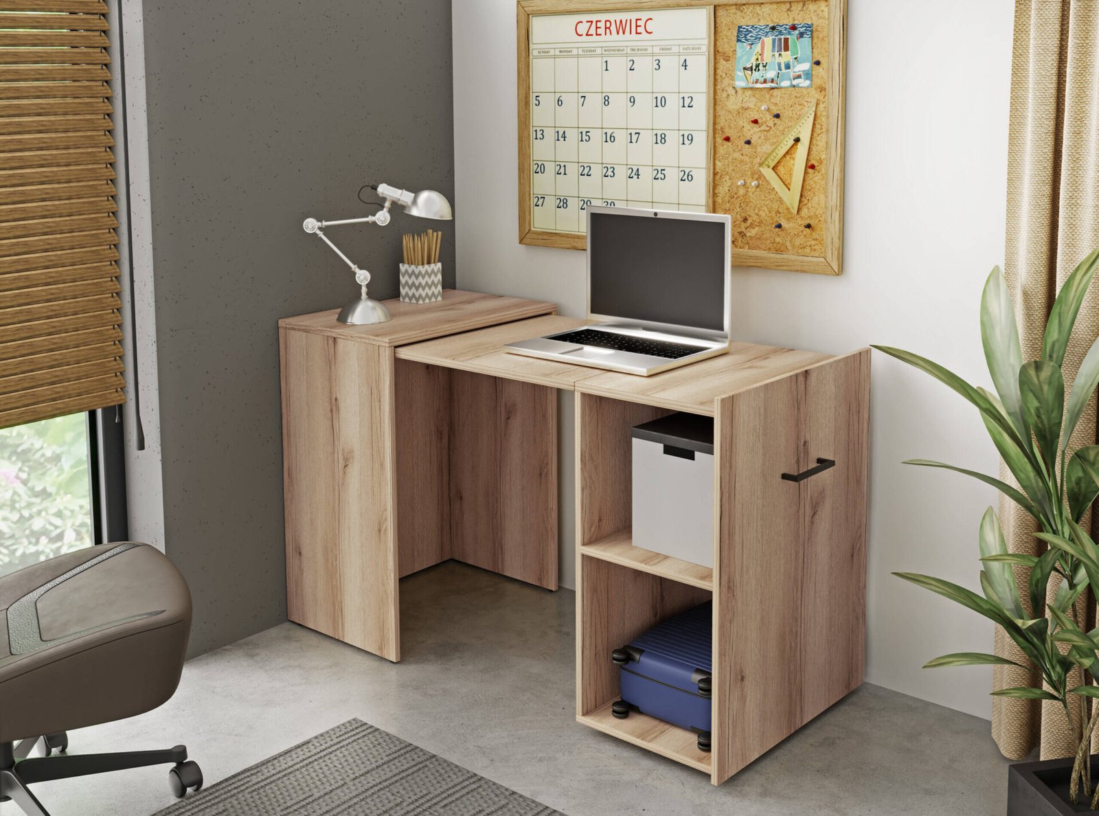 Smart - Extendable Desk, Natural Oak - Image 2