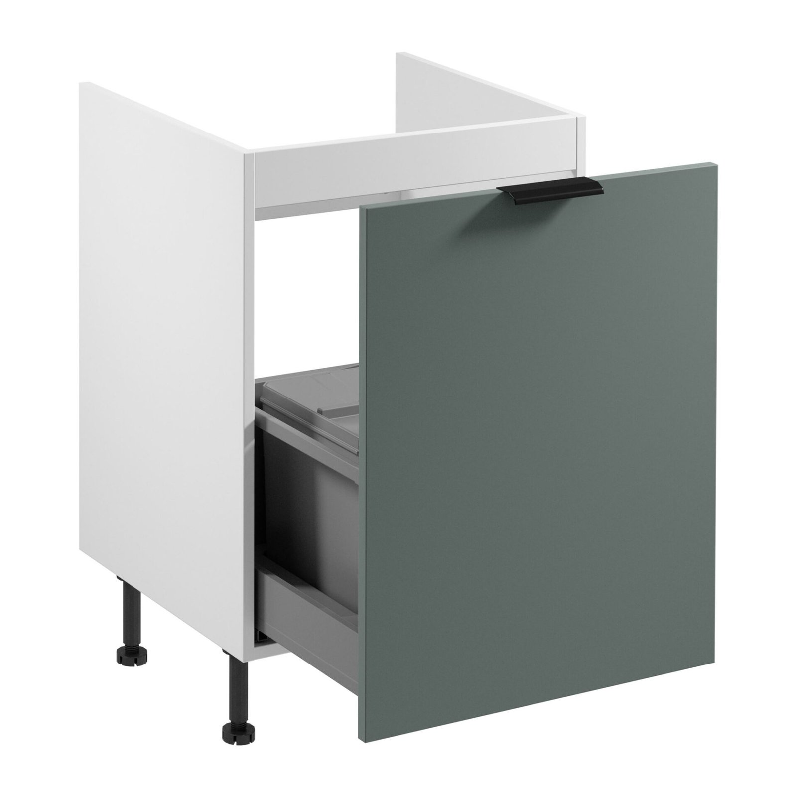 1-door base kitchen cabinet with sorting insert Sorento D60ZS AX white green - Image 2