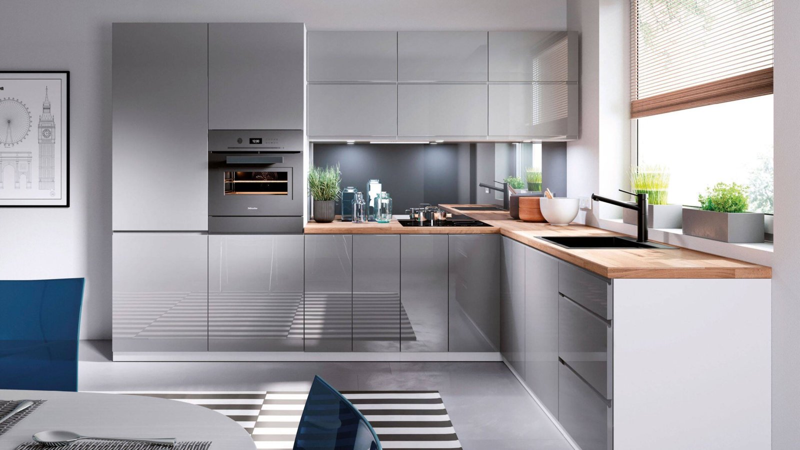 Lower kitchen cabinet 1D1S right D40S1-P aspen gray glossy - Image 4