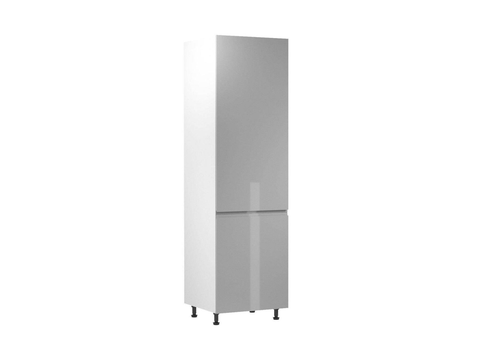Lower 2-door kitchen cabinet-refrigerator, left, D60ZL-L, aspen gray, glossy