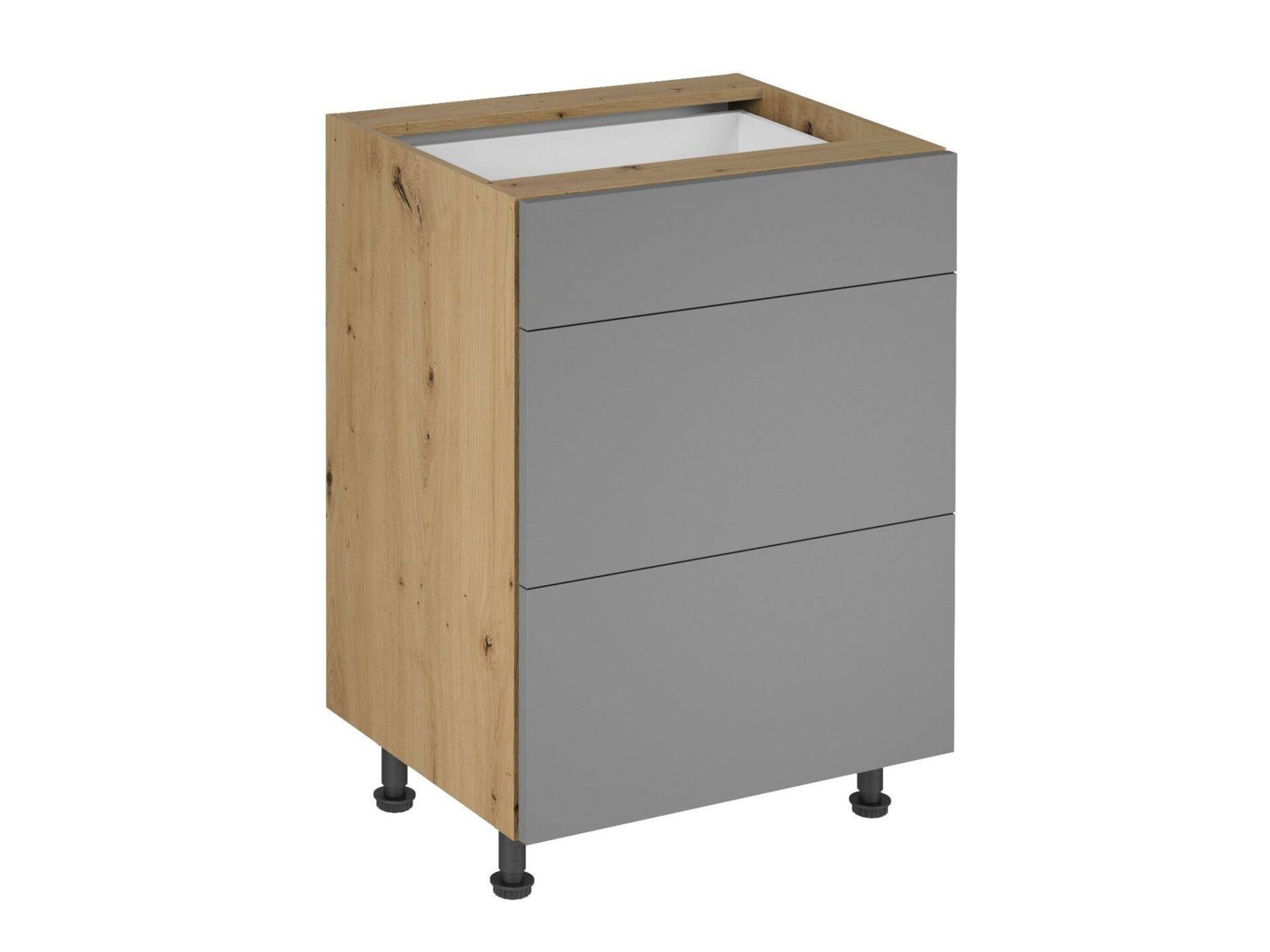 Base kitchen cabinet, 3 drawers, D60S3, push-opening, Langen, beige