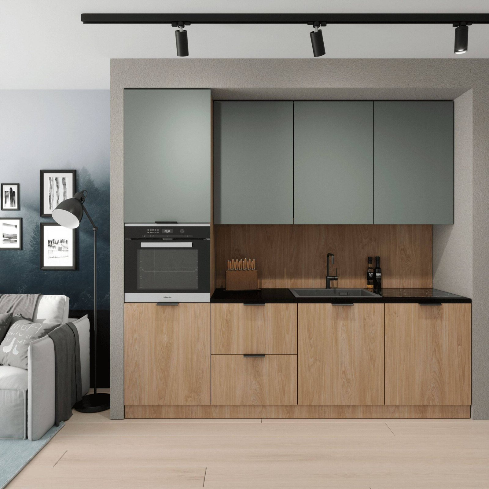 Sorento G60N2 Puccini green 2D corner upper kitchen cabinet - Image 4